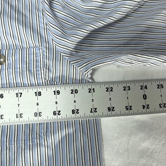 LOFT Shirt Dress Womens Large Blue White Stripe Popover Tunic Pockets *No Belt* - Picture 6 of 12